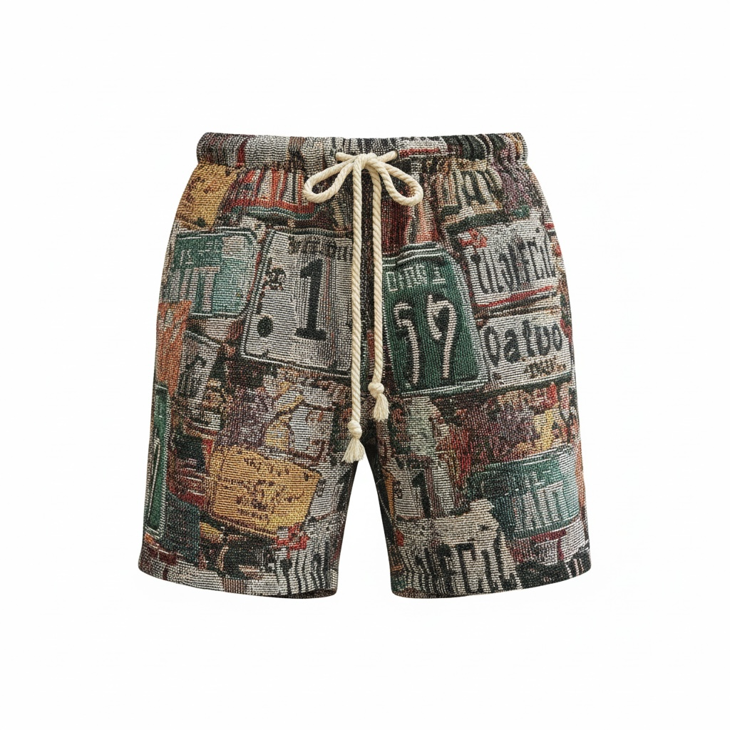 License Plate tapestry shorts